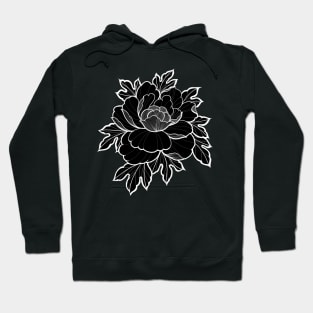 Peony flower tattoo style inverse Hoodie